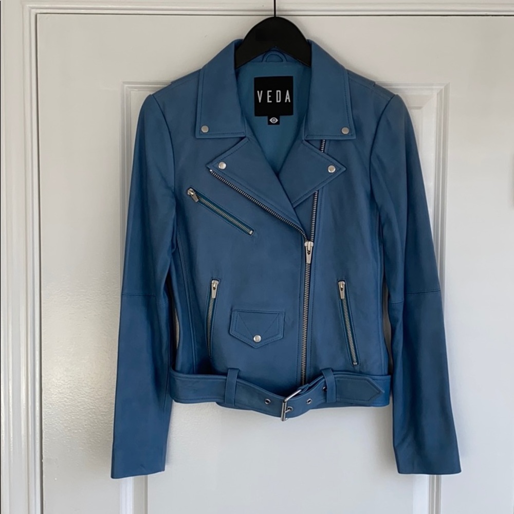 ❌SOLD❌ VEDA Leather Jacket- Blue
